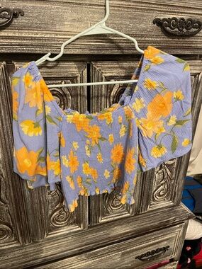 Billabong Lavender Crop Top with Yellow Floral Print